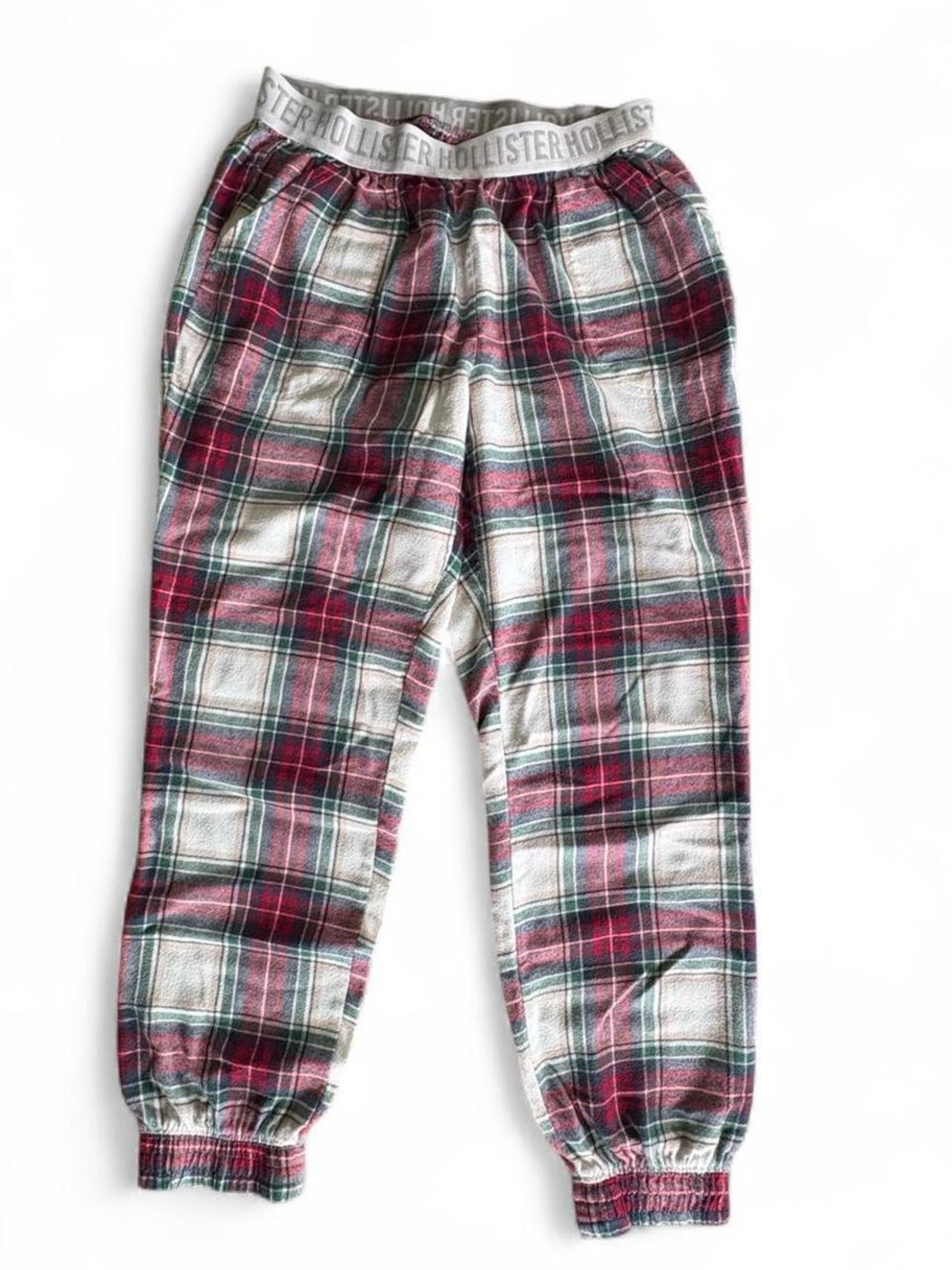 Hollister Red Plaid Jogger Pajama Pants Womens XS S pjs cozy lounge holiday